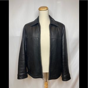 Guess Black 100% Leather Jacket Men's Size Medium